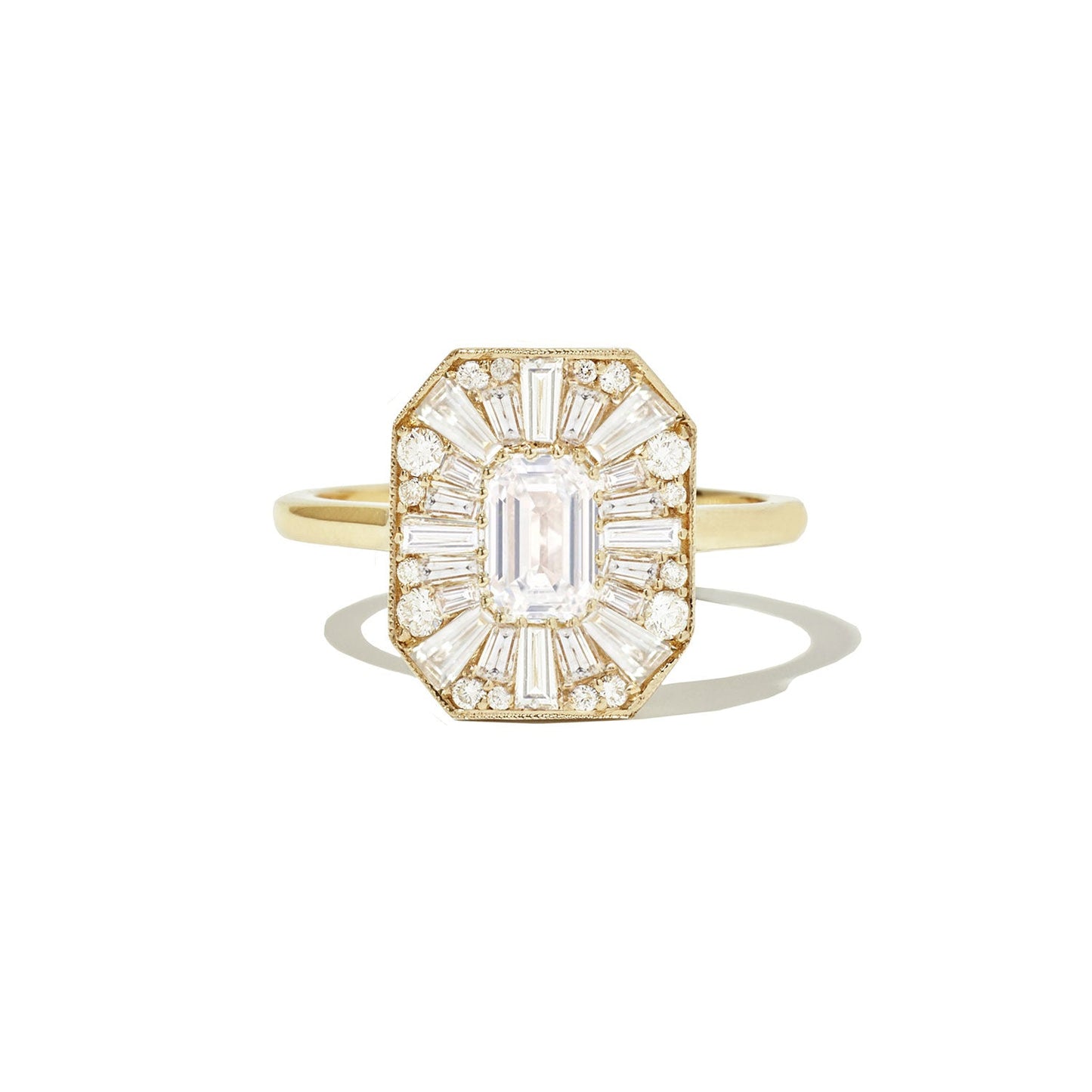 0.50 CT Emerald Shape Ballerina CVD Diamond Engagement Ring