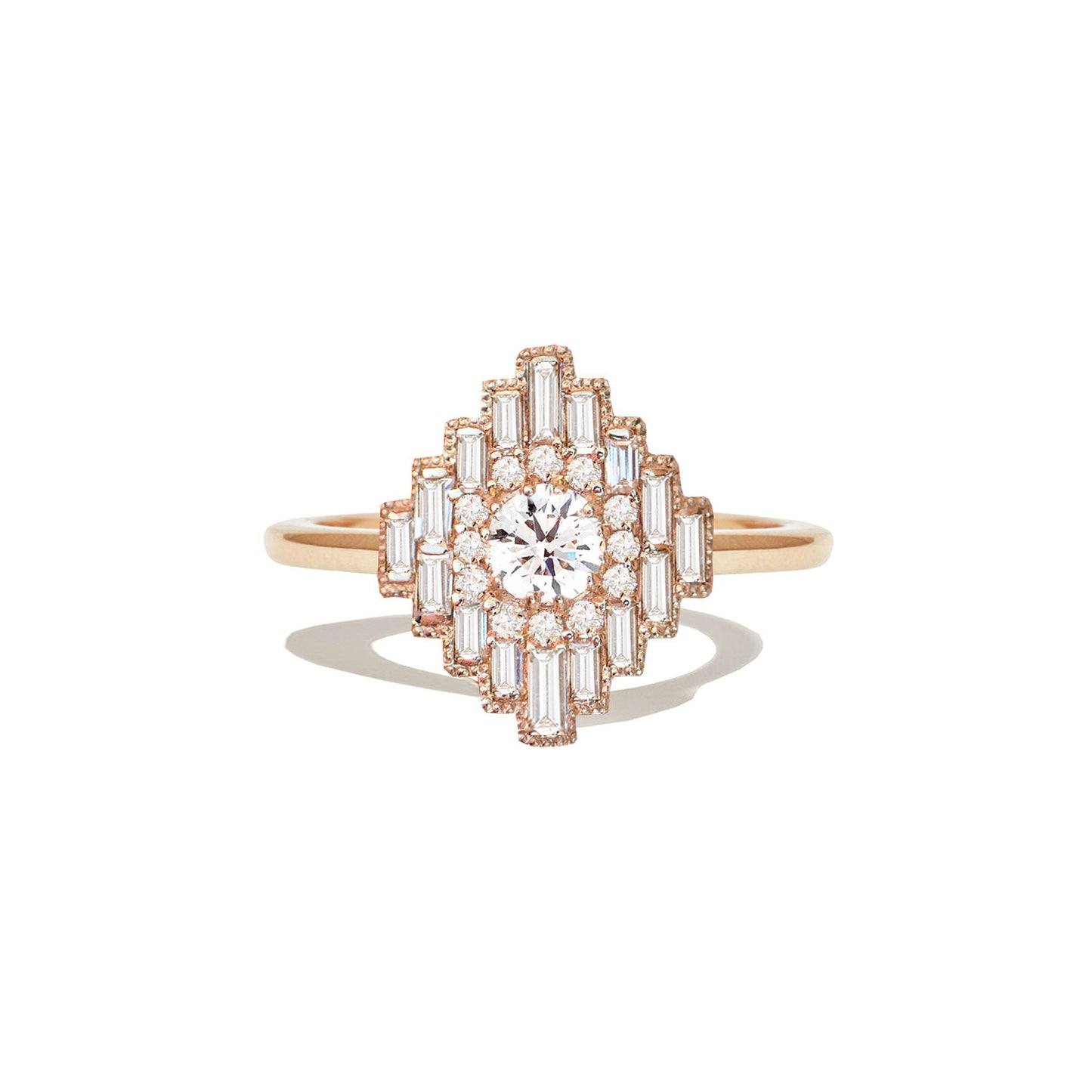 0.35 CT Round Shape CVD Diamond Vintage Setting Engagement Ring