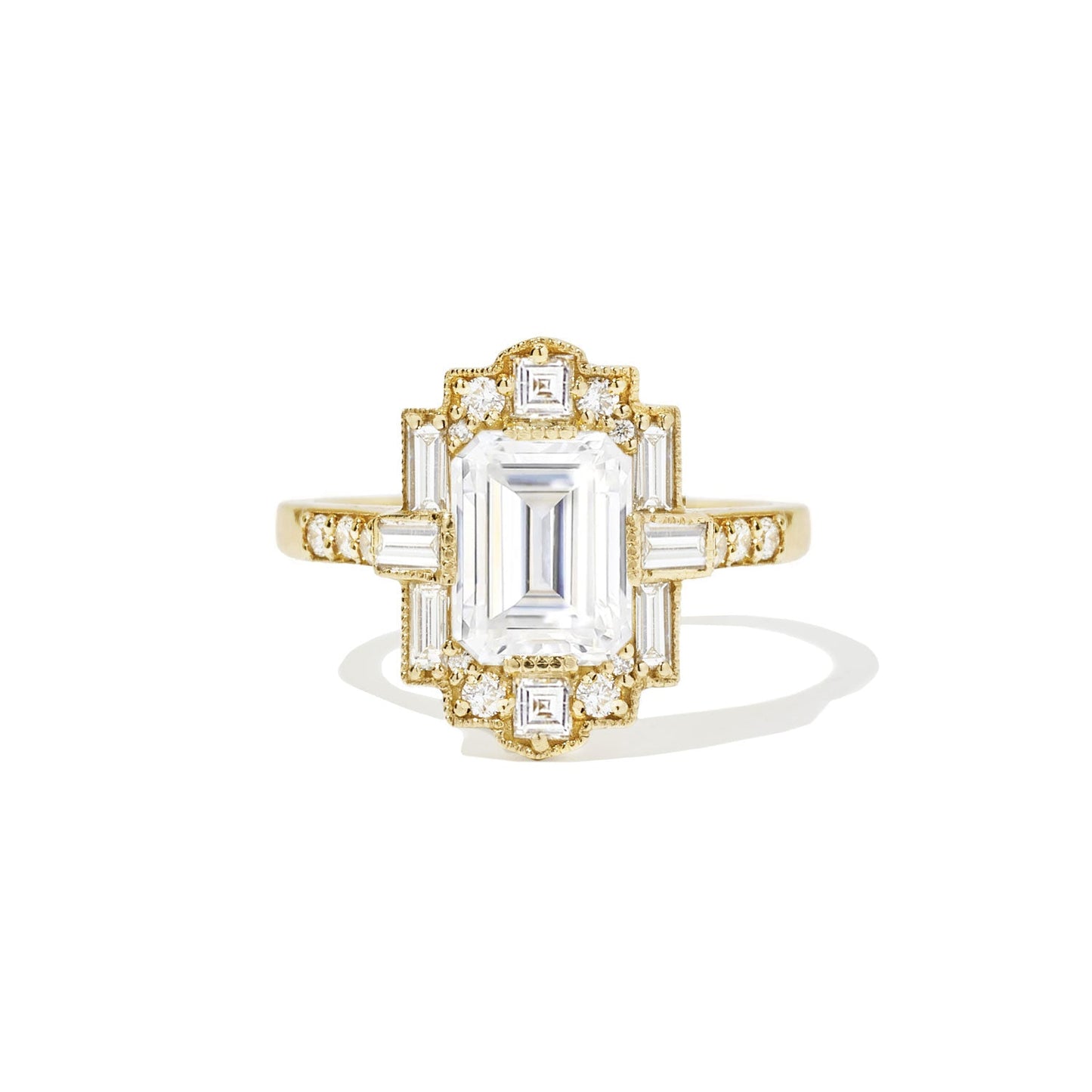 1.50 CT Emerald Shape Art Deco CVD Diamond Engagement Ring