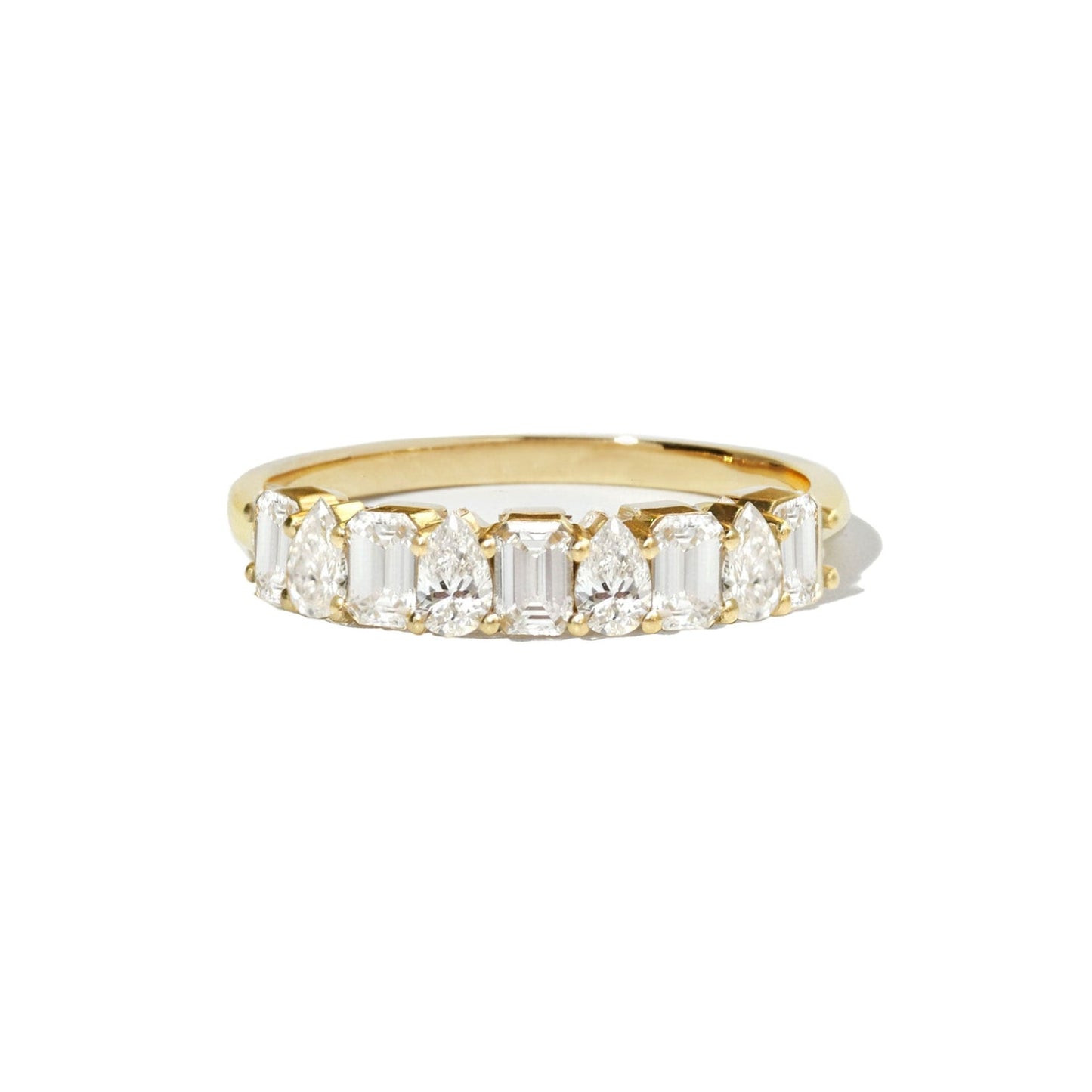 1.01 TCW Emerald, Pear and Round Lab grown Half Eternity Wedding Band