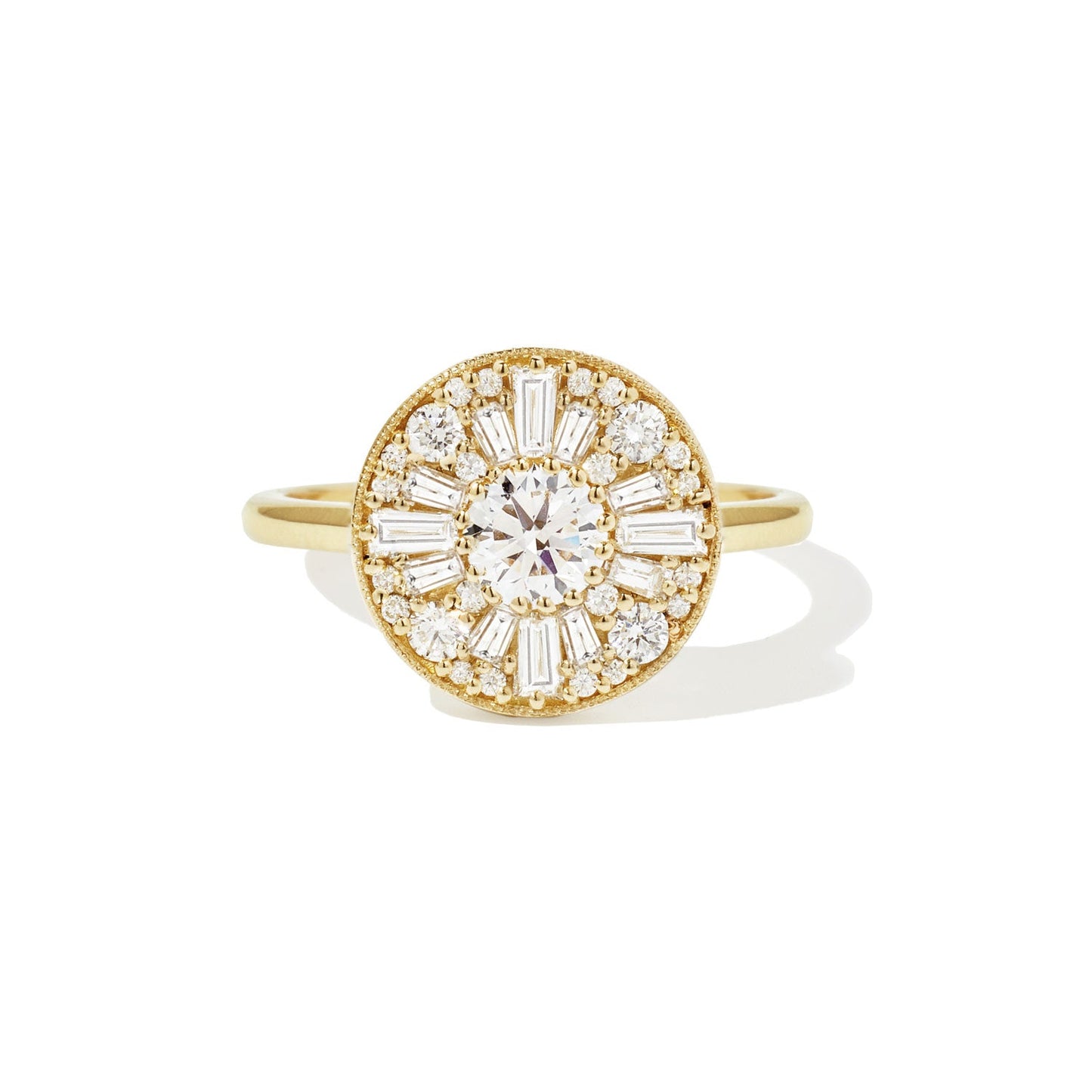 0.40 CT Round Shape Ballerina CVD Diamond Engagement Ring