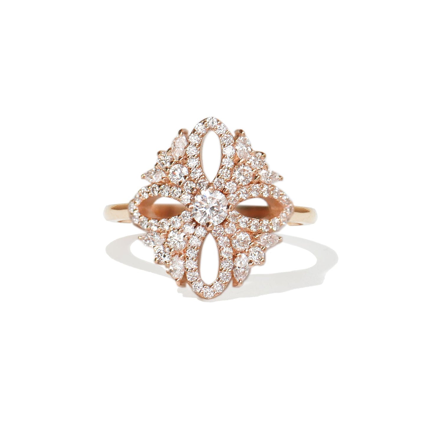 1.0 CT Round Shape CVD Diamond vintage-inspired Engagement Ring