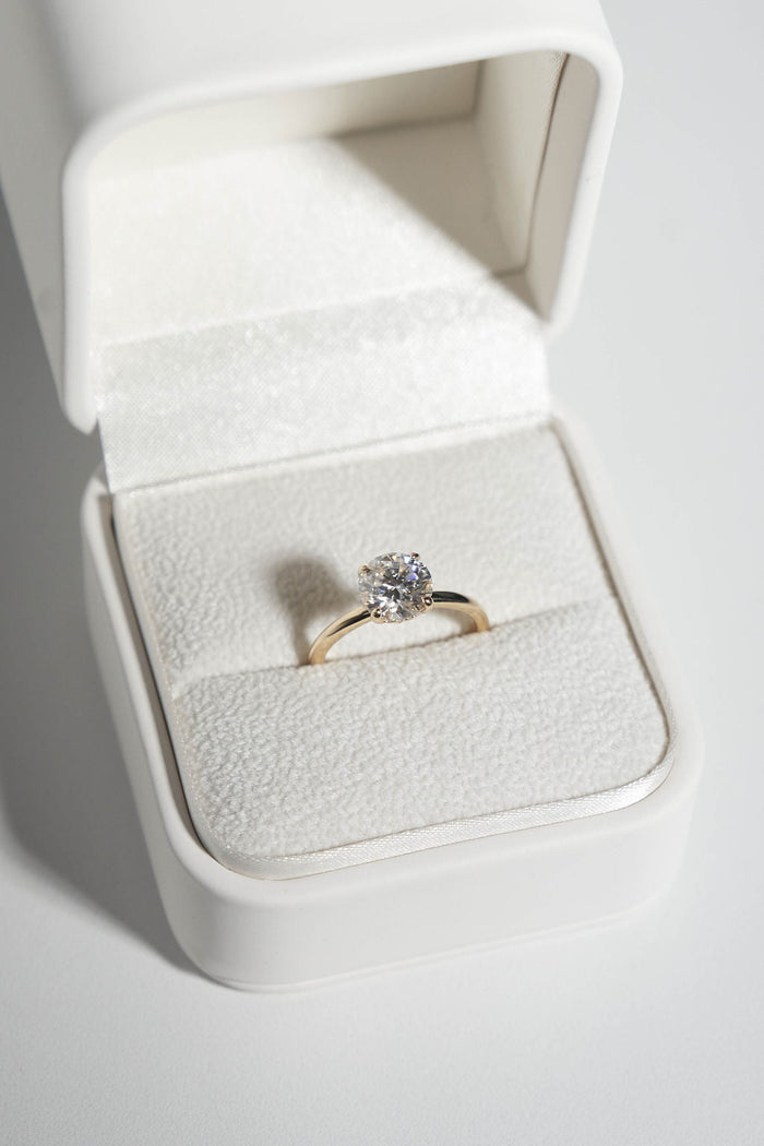 2.0 CT Round Shaped Moissanite Hidden Halo Engagement Ring