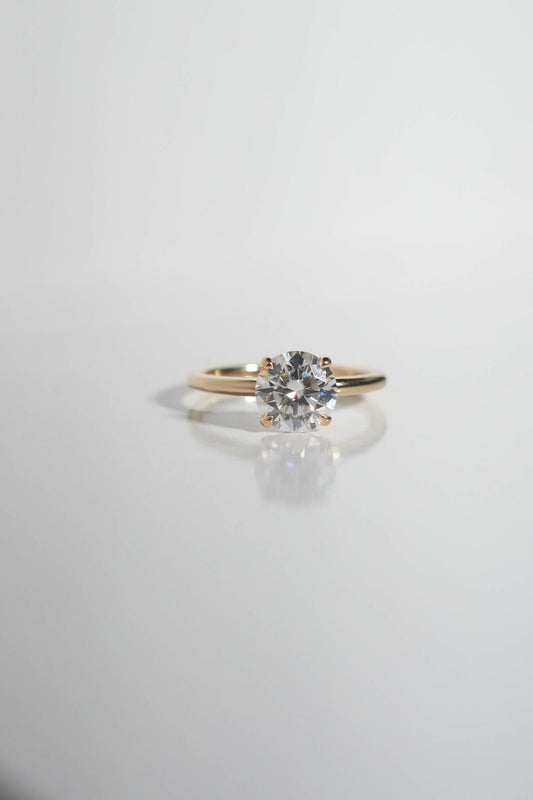 2.0 CT Round Shaped Moissanite Hidden Halo Engagement Ring