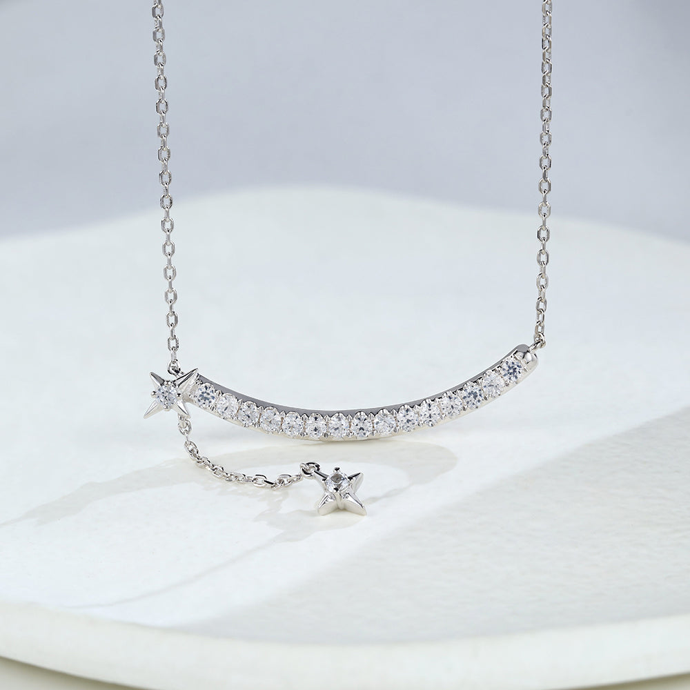 Natalie-0.25 Carats Round Moissanite Curves Necklace