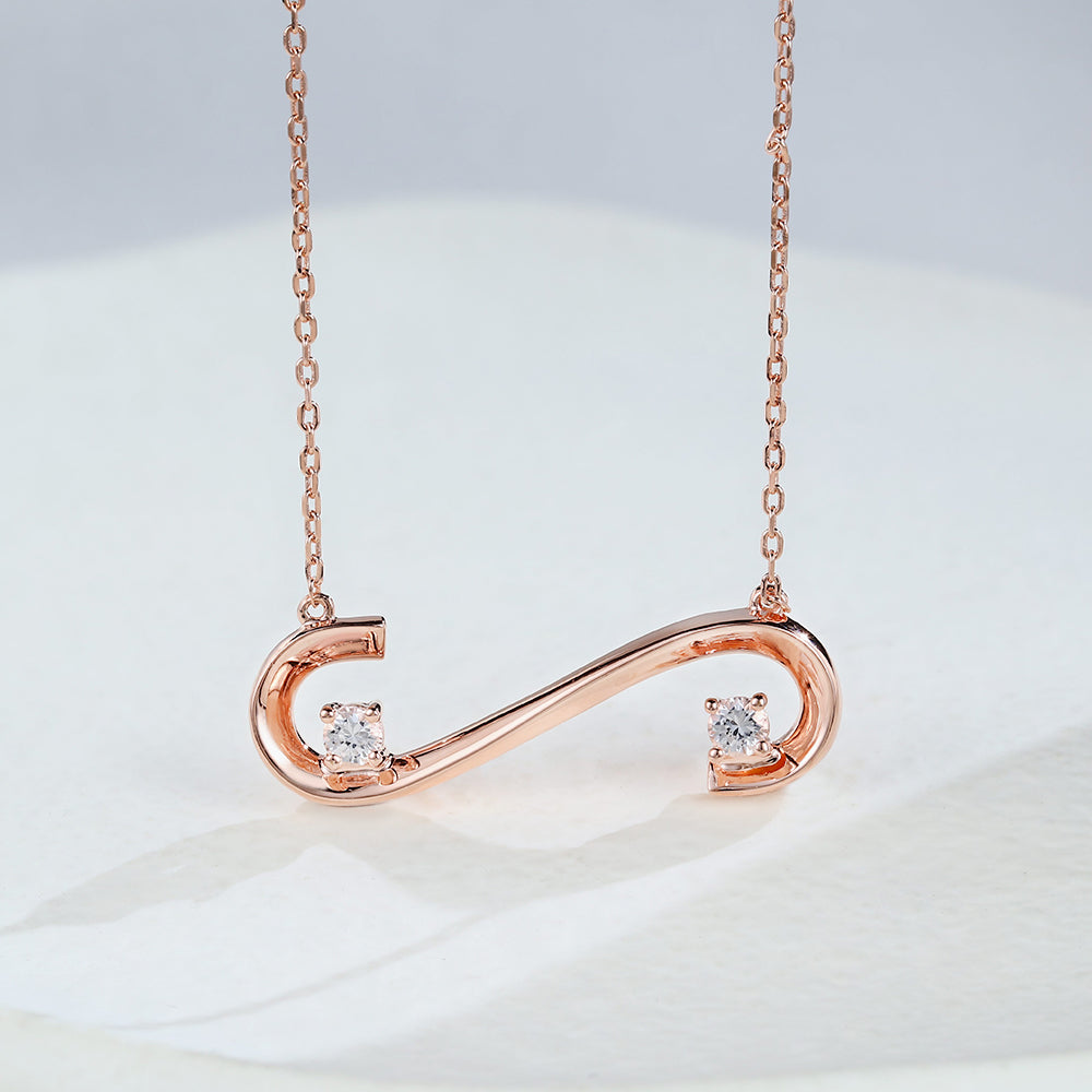Skylar-0.28 Carats Round Moissanite Wave Necklace