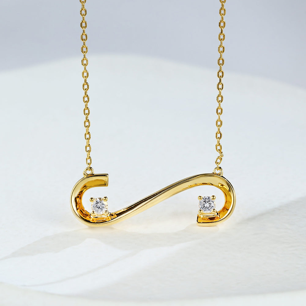 Skylar-0.28 Carats Round Moissanite Wave Necklace