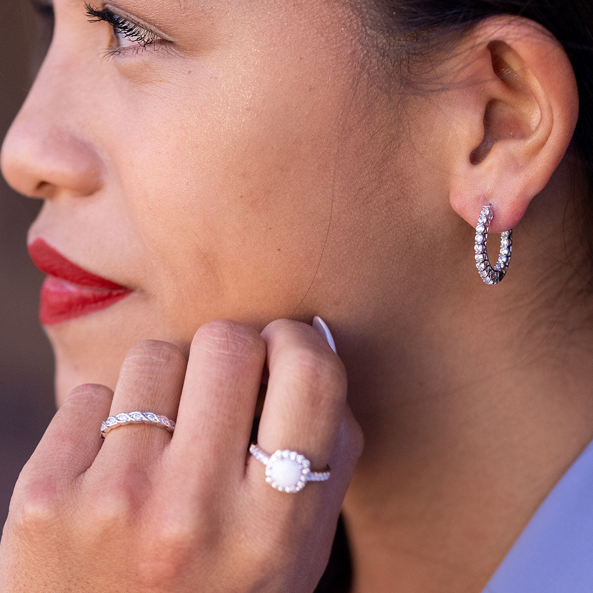 Chloe- 0.10 TCW Round Moissanite Hoop Stud Earrings