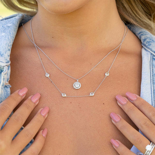 Amelia-1.25 Carats Round Moissanite Halo Necklace