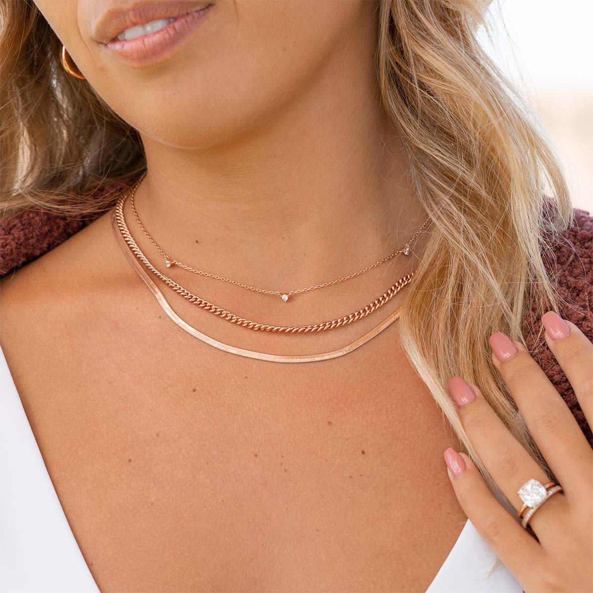 Grace-0.03 Carats Round Moissanite Dainty Necklace