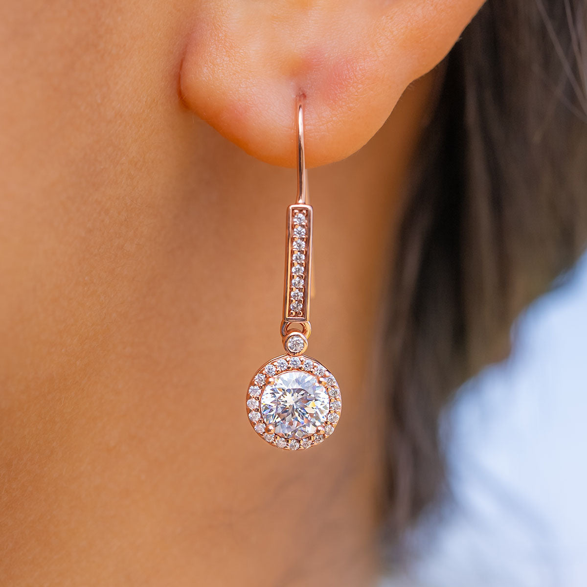 Leah- 1.0 CT Round Moissanite  Drizzle Drop Earrings Stud Earrings