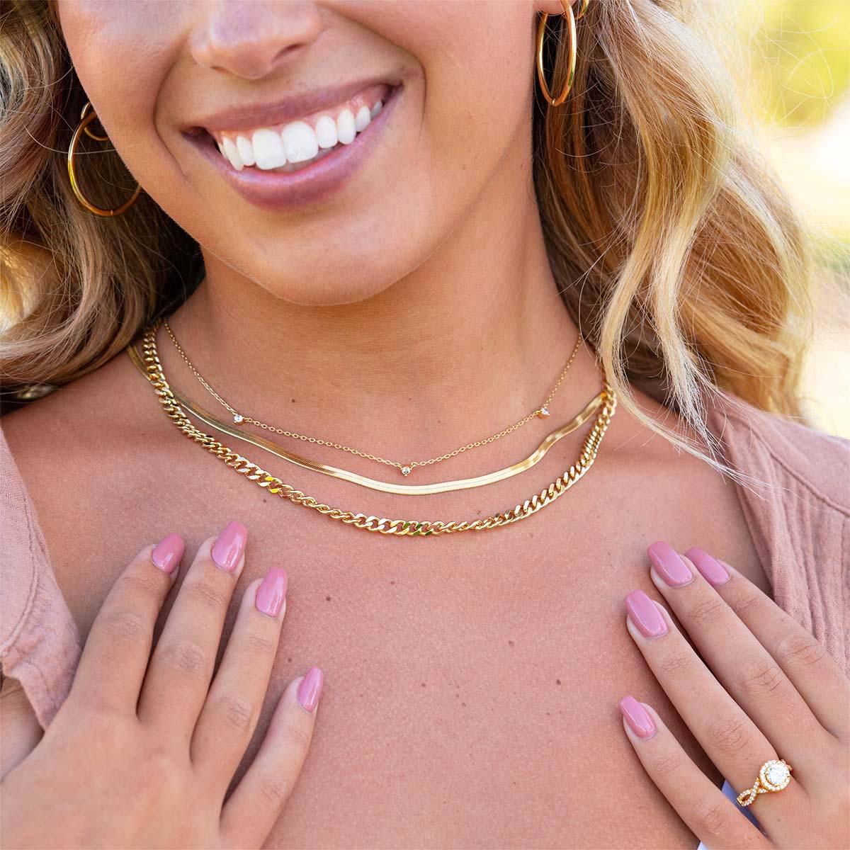 Luna-0.03 Carats Round Moissanite Dainty Necklace