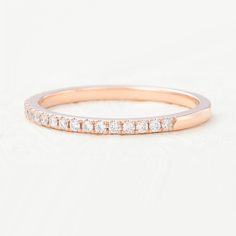 Lucy-0.14 TCW Round Moissanite Half Eternity Wedding Band