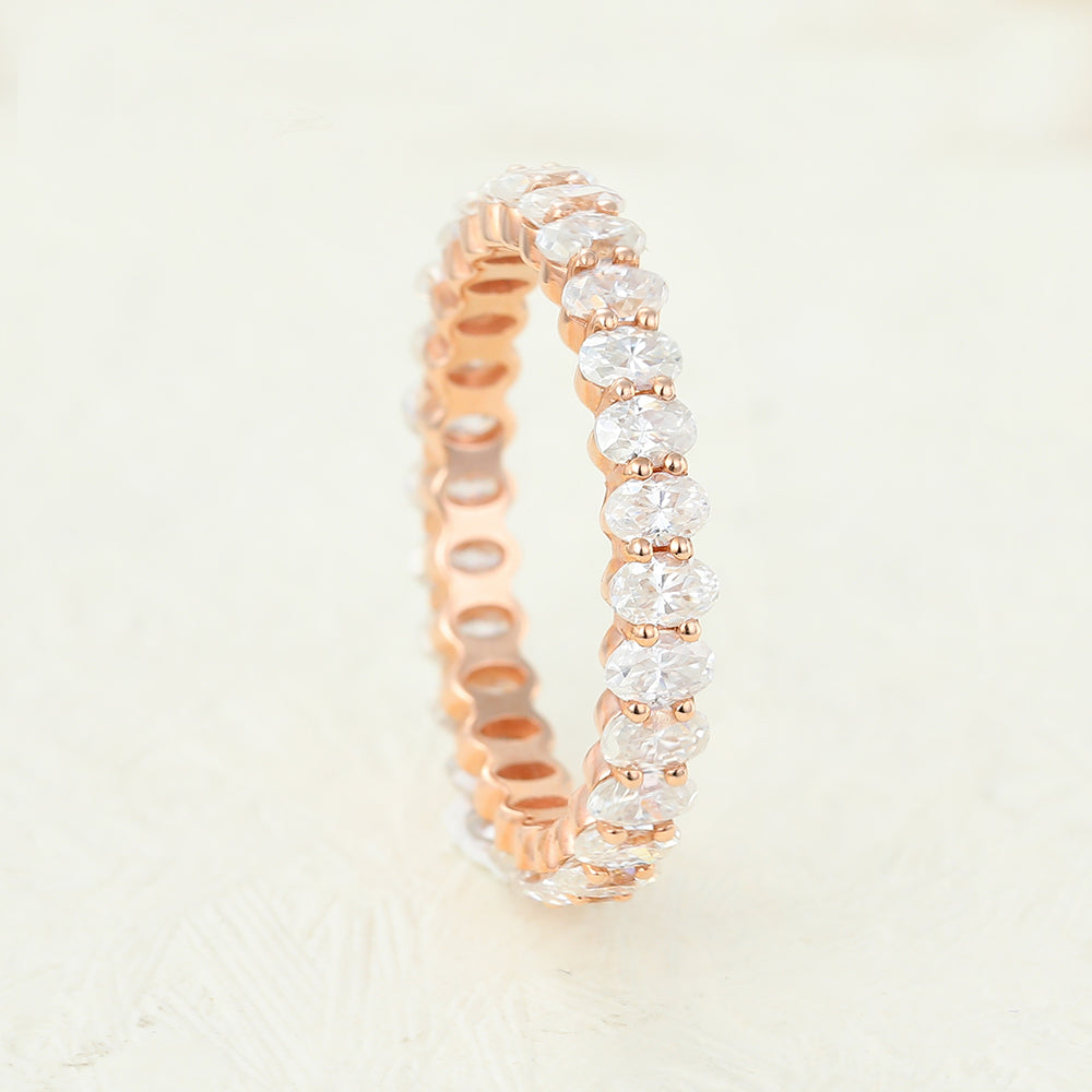 Lincoln-1.74 TCW Oval Moissanite Bezel Wedding Band