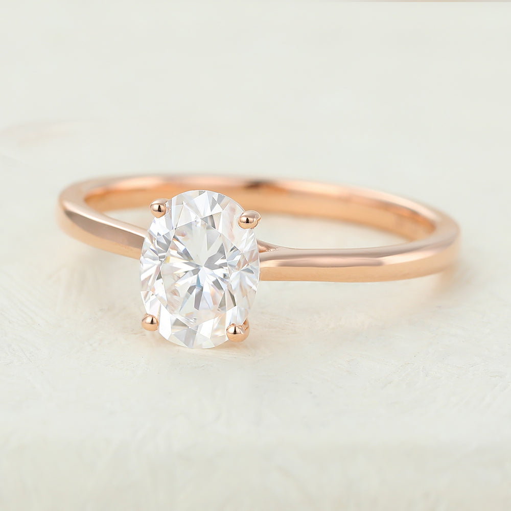Ana-1.33 Carats Oval Moissanite Solitaire Engagement Ring