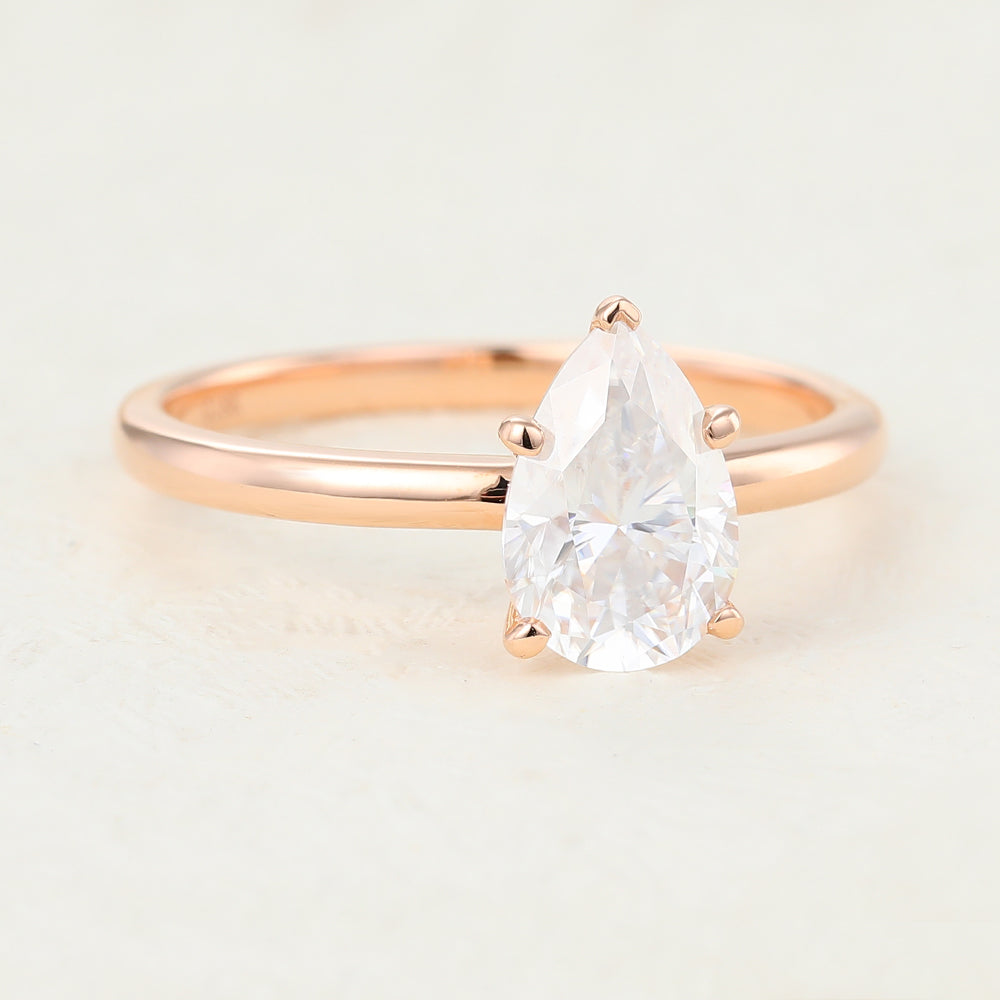 Karen-1.5 Carats Pear Moissanite Solitaire  Engagement Ring