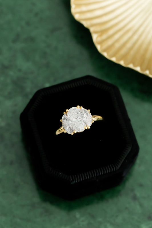 2.01 CT Carats Oval Cut Moissanite diamond Three Stone  Style Engagement Ring