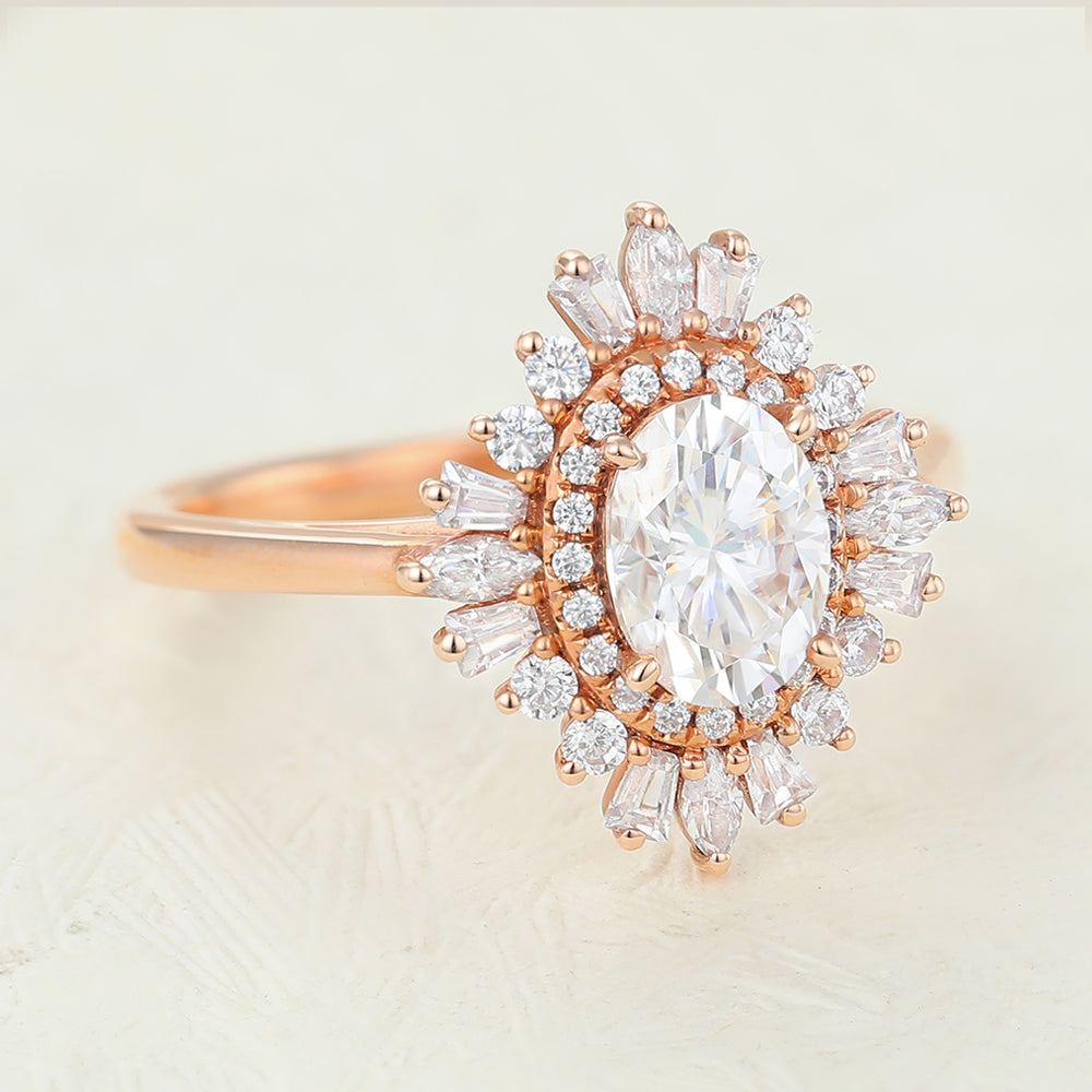 April-0.84 Carats Oval Moissanite Double Halo Engagement Ring