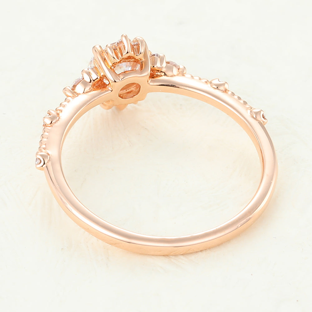 Kiera-0.41 Carats Round Moissanite Vintage Engagement Ring
