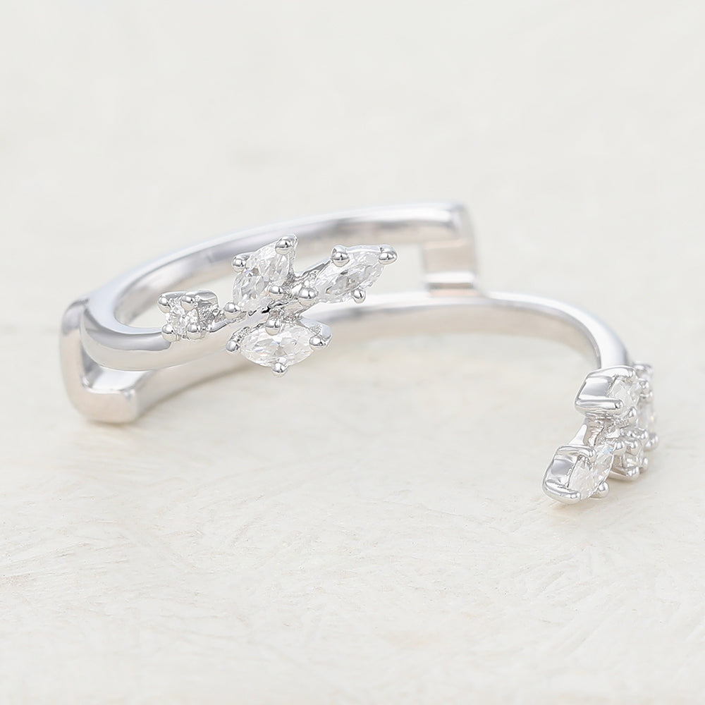 Hailey-0.26 TCW Marquise & Round Moissanite Open Wedding Band