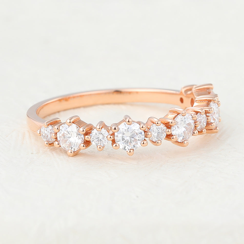 Ruby-0.7 TCW Round Moissanite Vintage Wedding Band