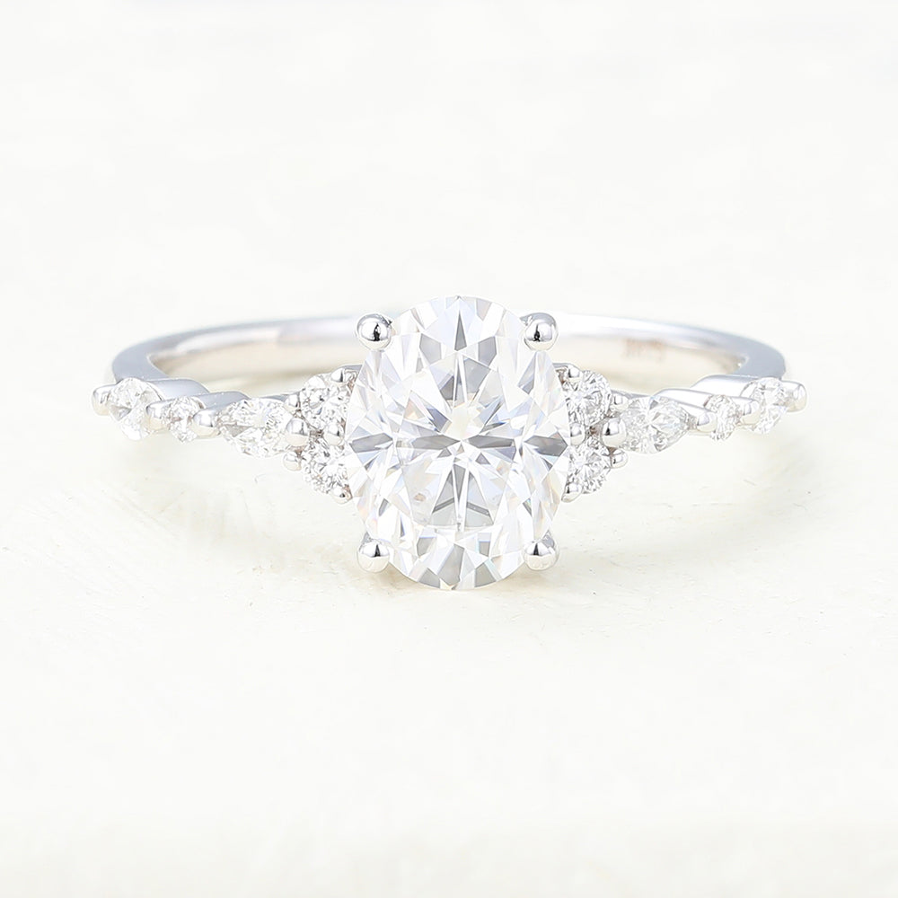 Emerson-1.33 Carats Oval Moissanite Pave Engagement Ring