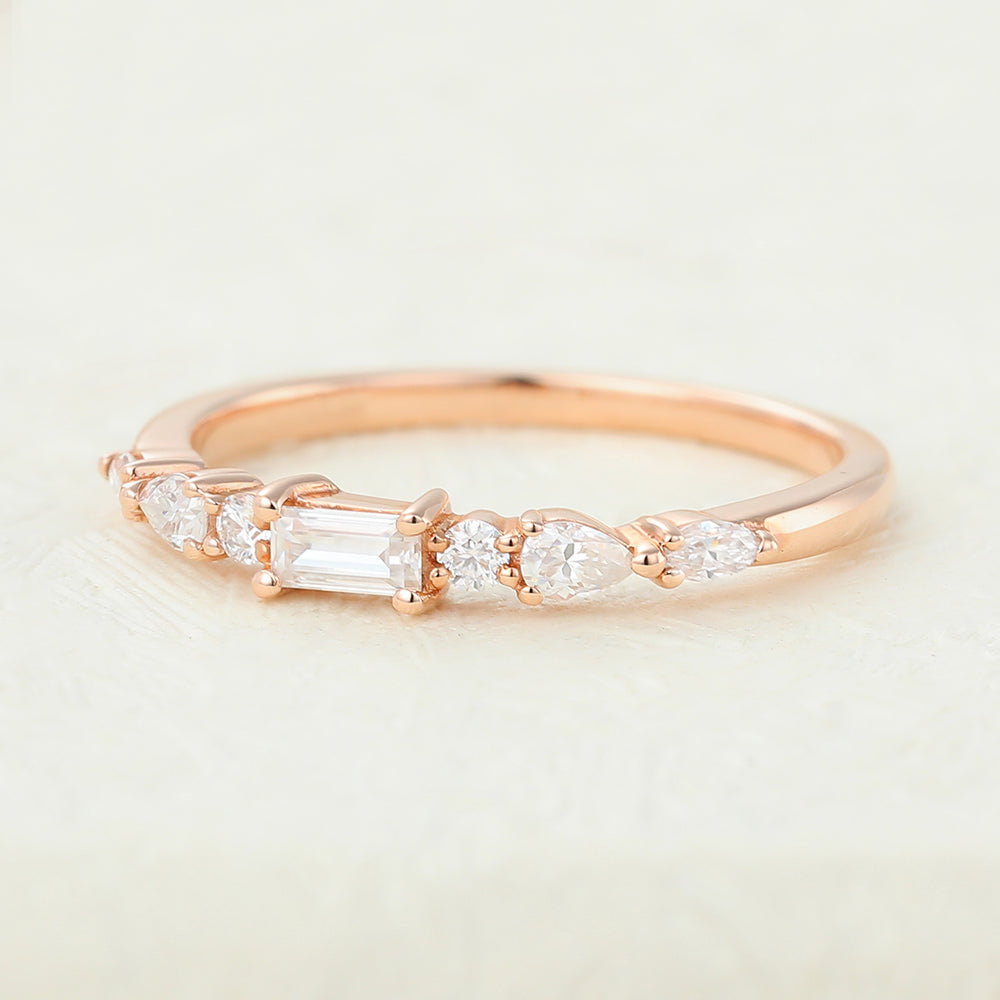 Chase-0.49 TCW Pear, Baguette, Marquise & Round Moissanite Multi Stone Wedding Band