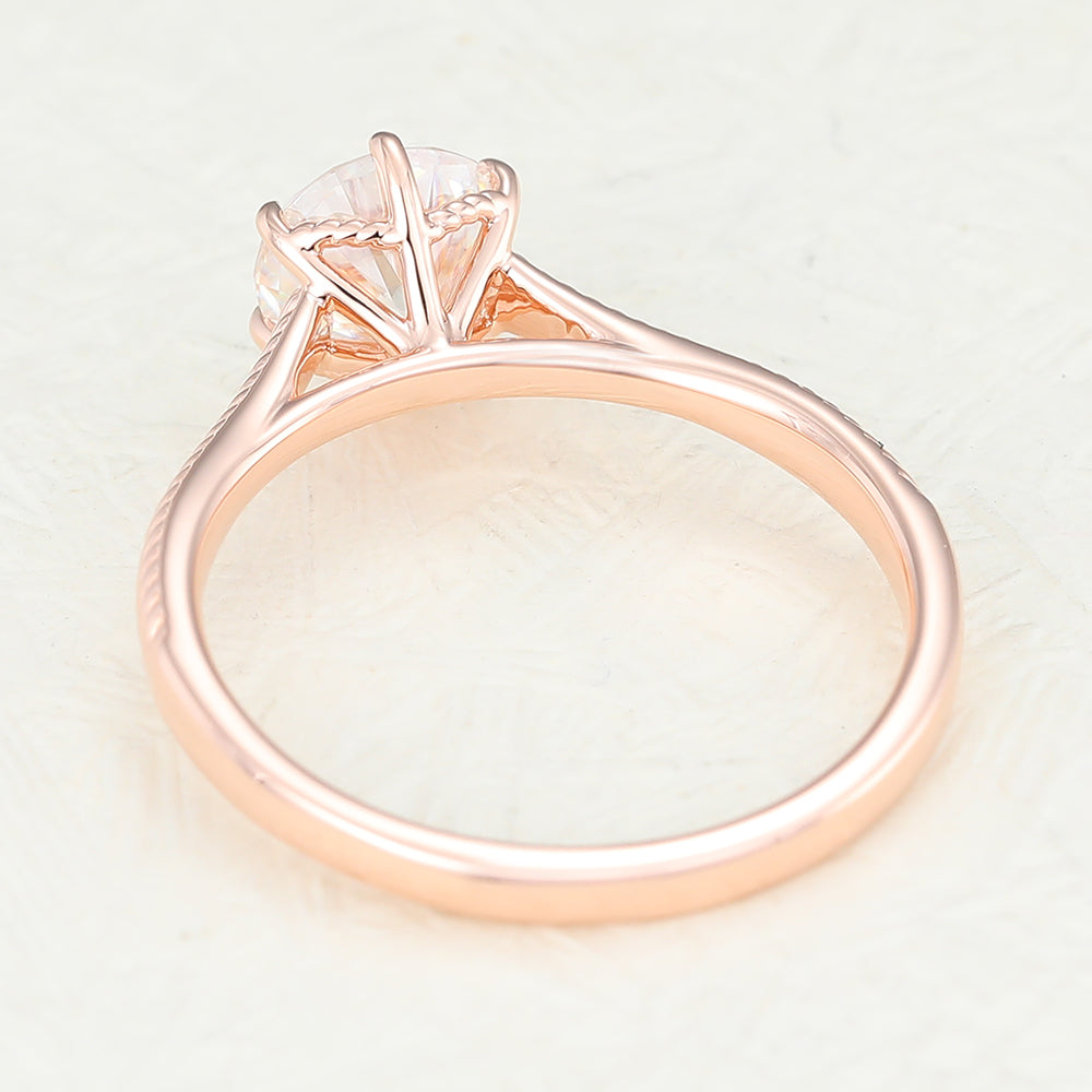 Chelsea-0.88 Carats Round Moissanite Solitaire Engagement Ring