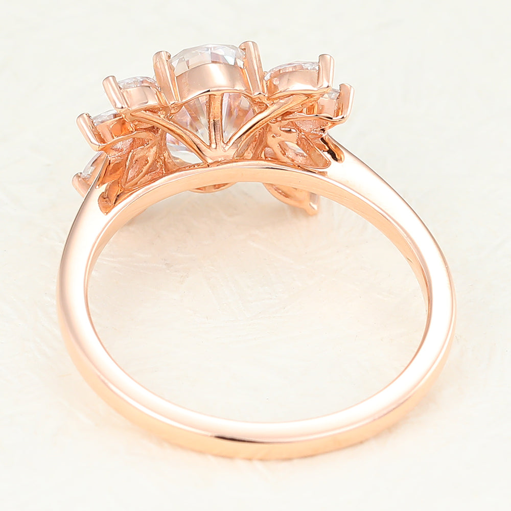 Makenzie-1.33 Carats Oval Moissanite Cluster Engagement Ring