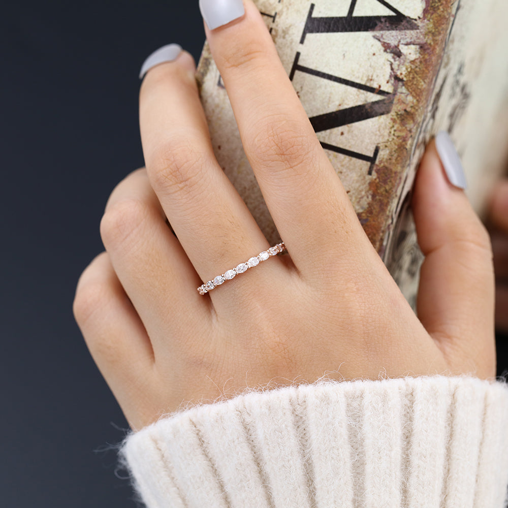 Zachary-1.32 TCW Oval Moissanite Bezel Wedding Band