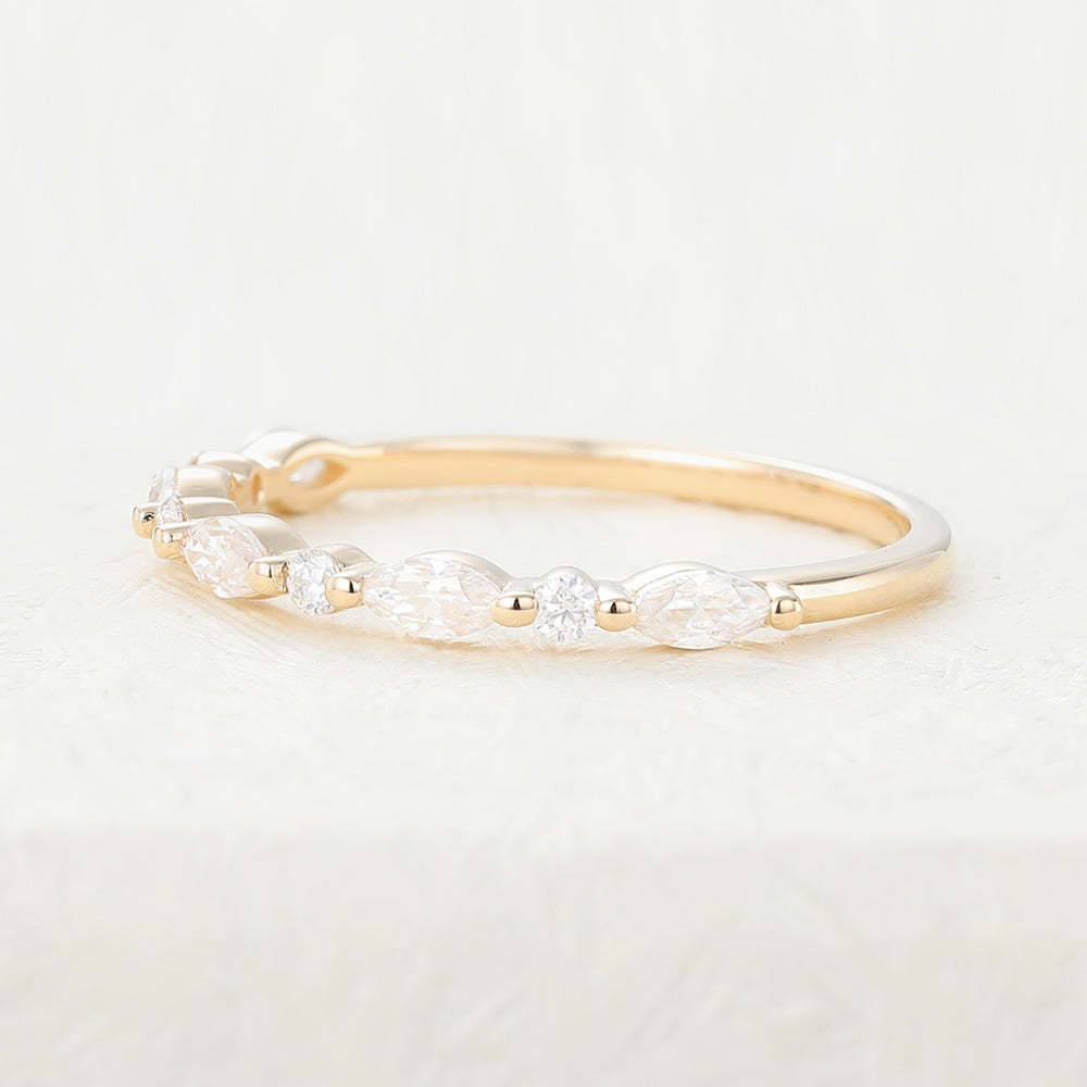 Roman-0.44 TCW Marquise & Round Moissanite Semi Eternity Wedding Band