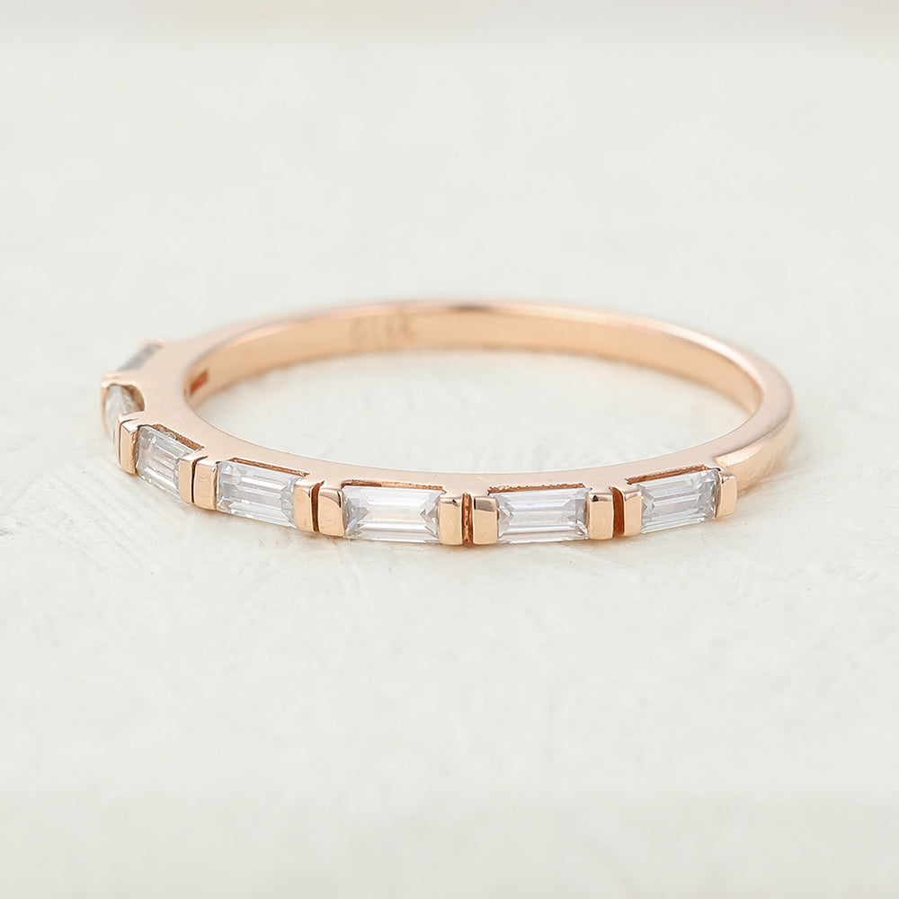 Eva-0.42 TCW Baguette  Moissanite Half Eternity Wedding Band