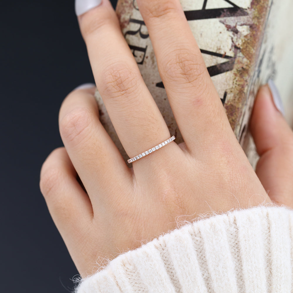 Lucy-0.14 TCW Round Moissanite Half Eternity Wedding Band