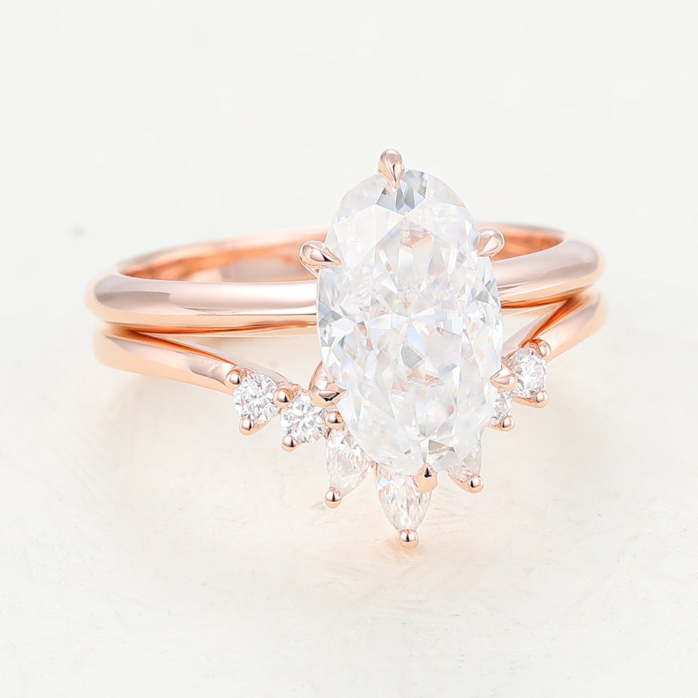 Micah-2.5 Carats Oval Moissanite Solitaire Bridal Ring Set