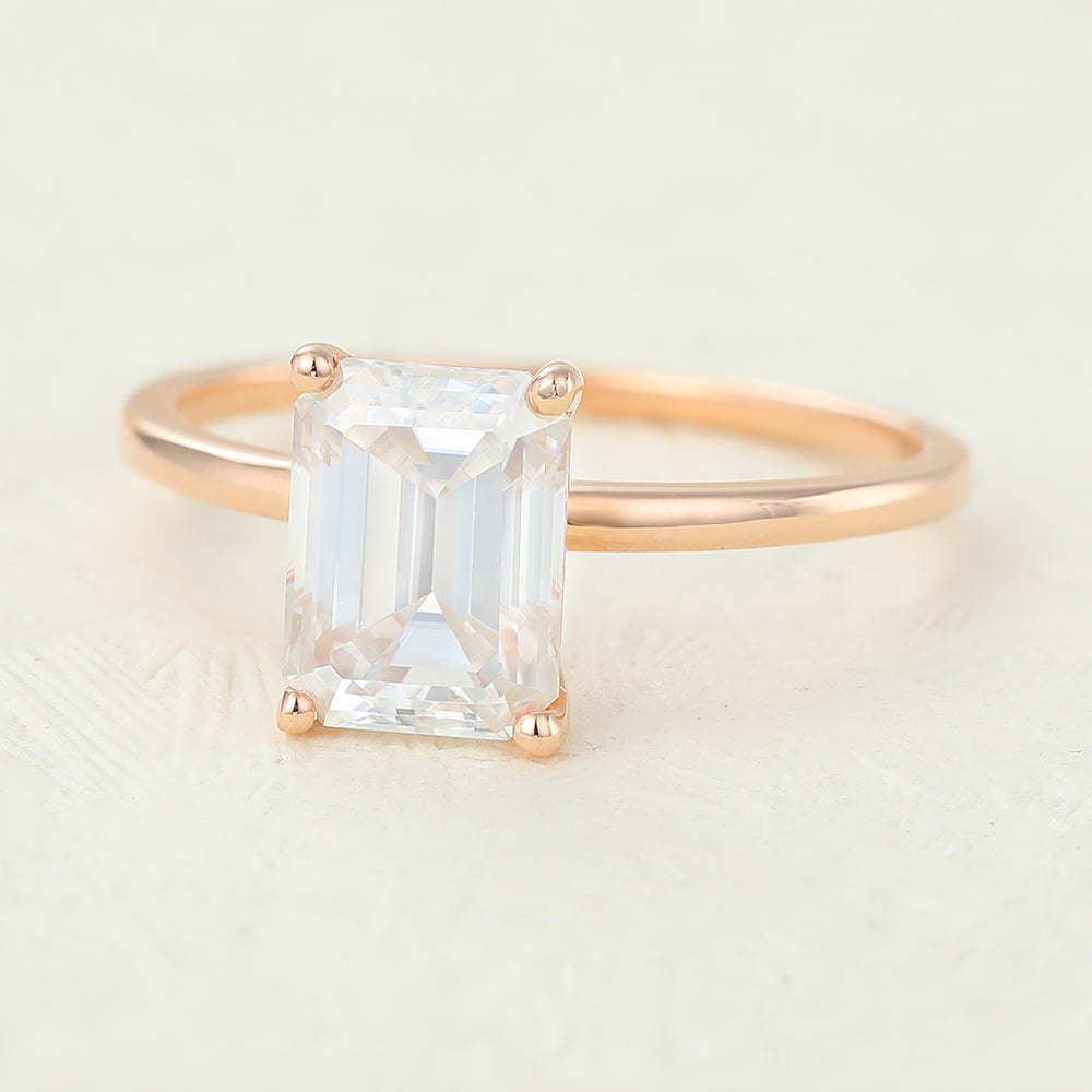 Brynn-1.6 Carats Emerald Moissanite Solitaire Engagement Ring