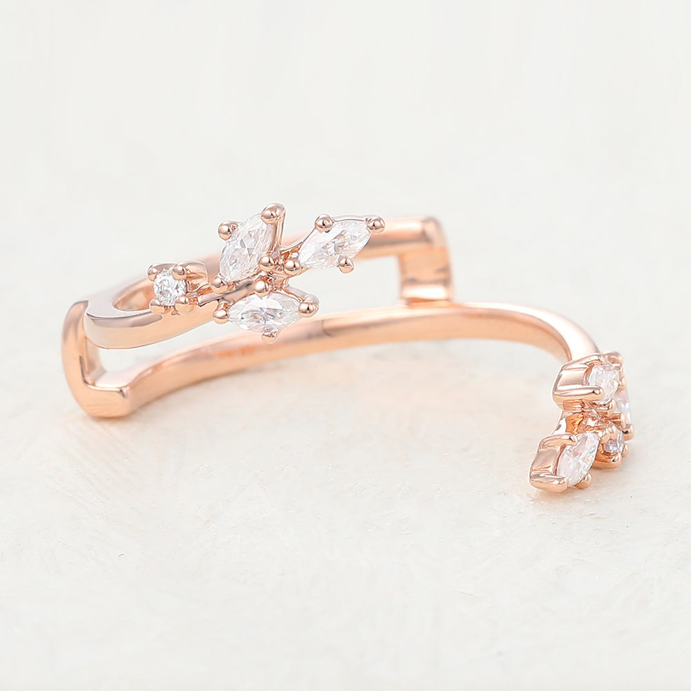 Hailey-0.26 TCW Marquise & Round Moissanite Open Wedding Band