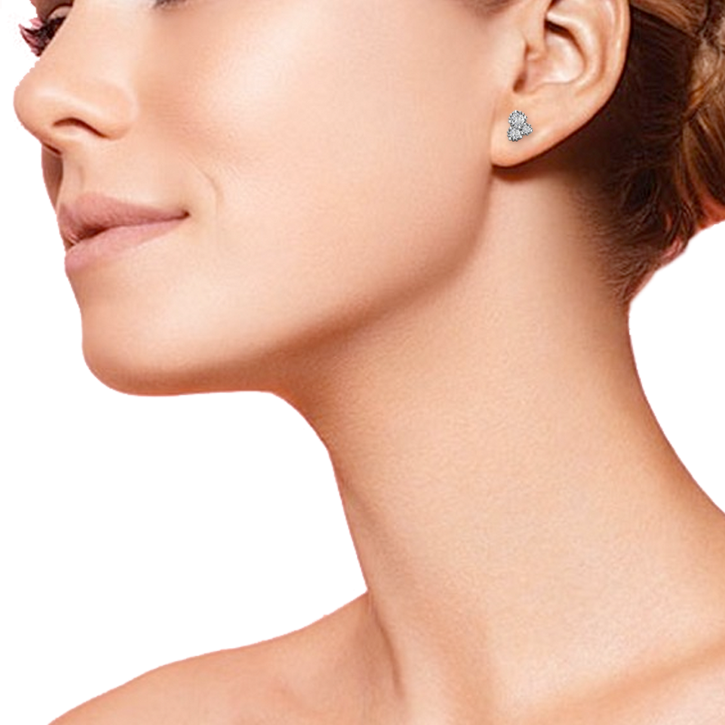 Mia- 0.21 CT Round Moissanite Three Stone  Stud Earrings