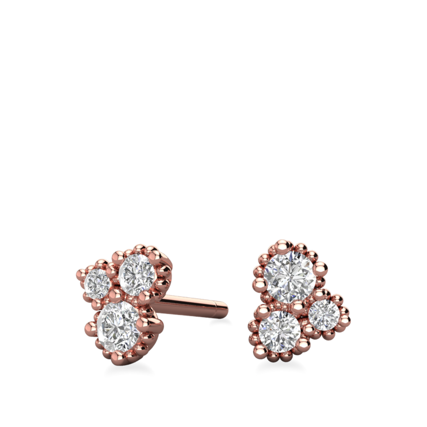 Mia- 0.21 CT Round Moissanite Three Stone  Stud Earrings