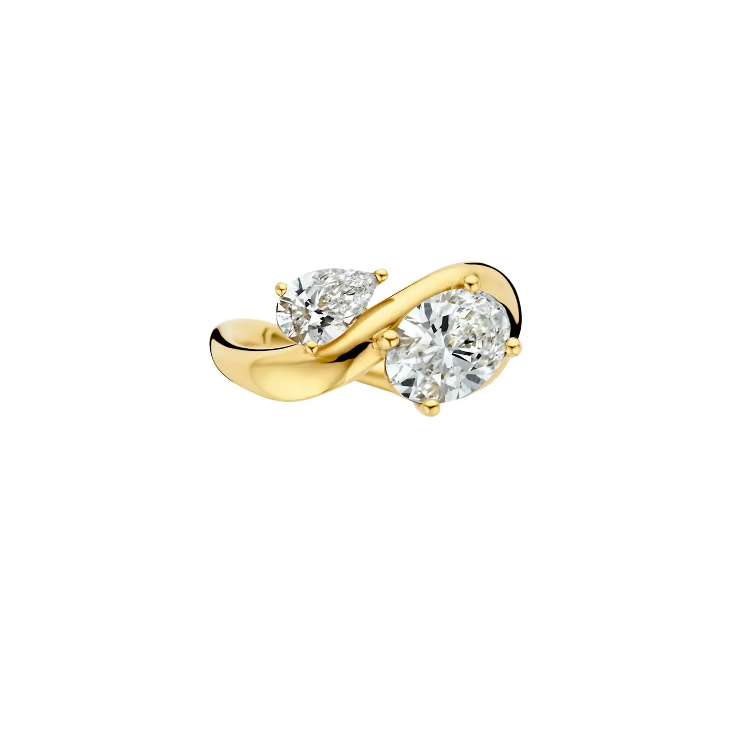 2.05 CT Pear & Oval Diamond Two Stone Engagement Ring