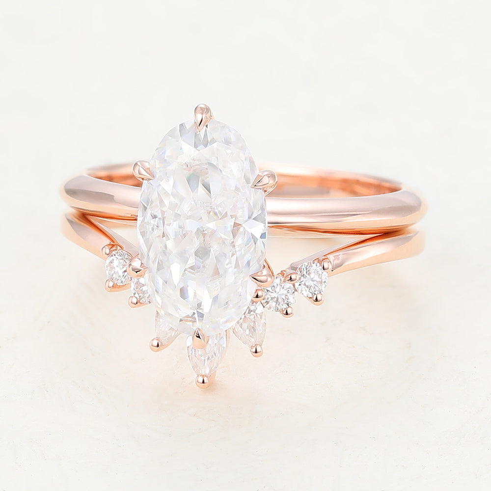 Micah-2.5 Carats Oval Moissanite Solitaire Bridal Ring Set