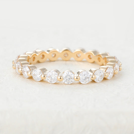 Isla-1.22 TCW Round Moissanite Bezel Wedding Band