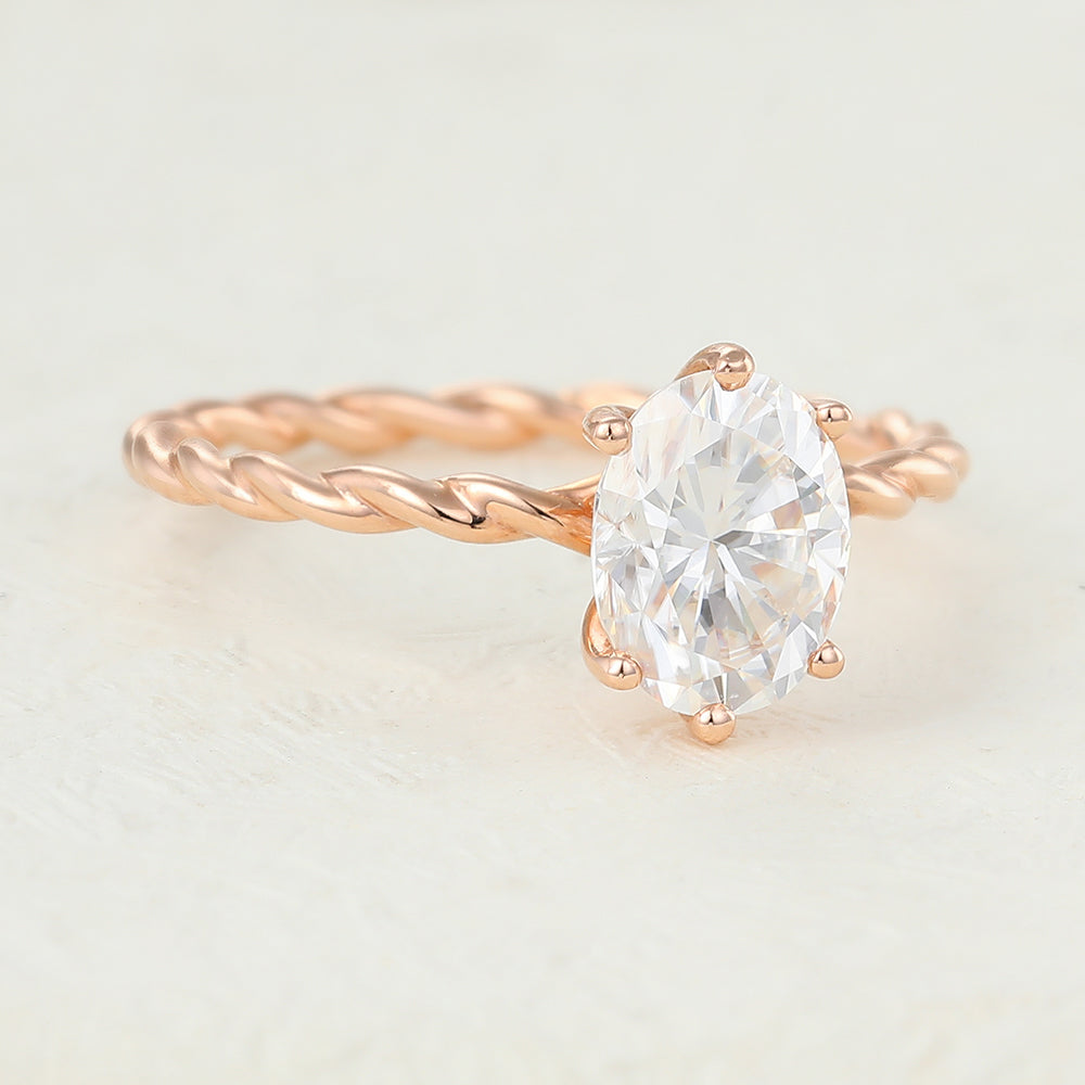 Evangeline-1.33 Carats Oval Moissanite Solitaire Engagement Ring