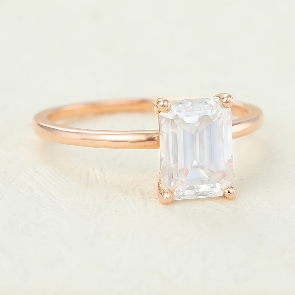 Brynn-1.6 Carats Emerald Moissanite Solitaire Engagement Ring