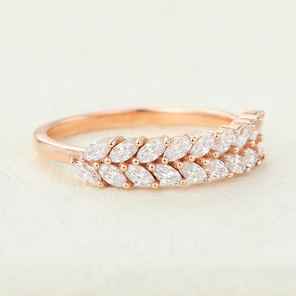 Taylor-0.72 TCW Marquise Moissanite Unique Etenity Wedding Band