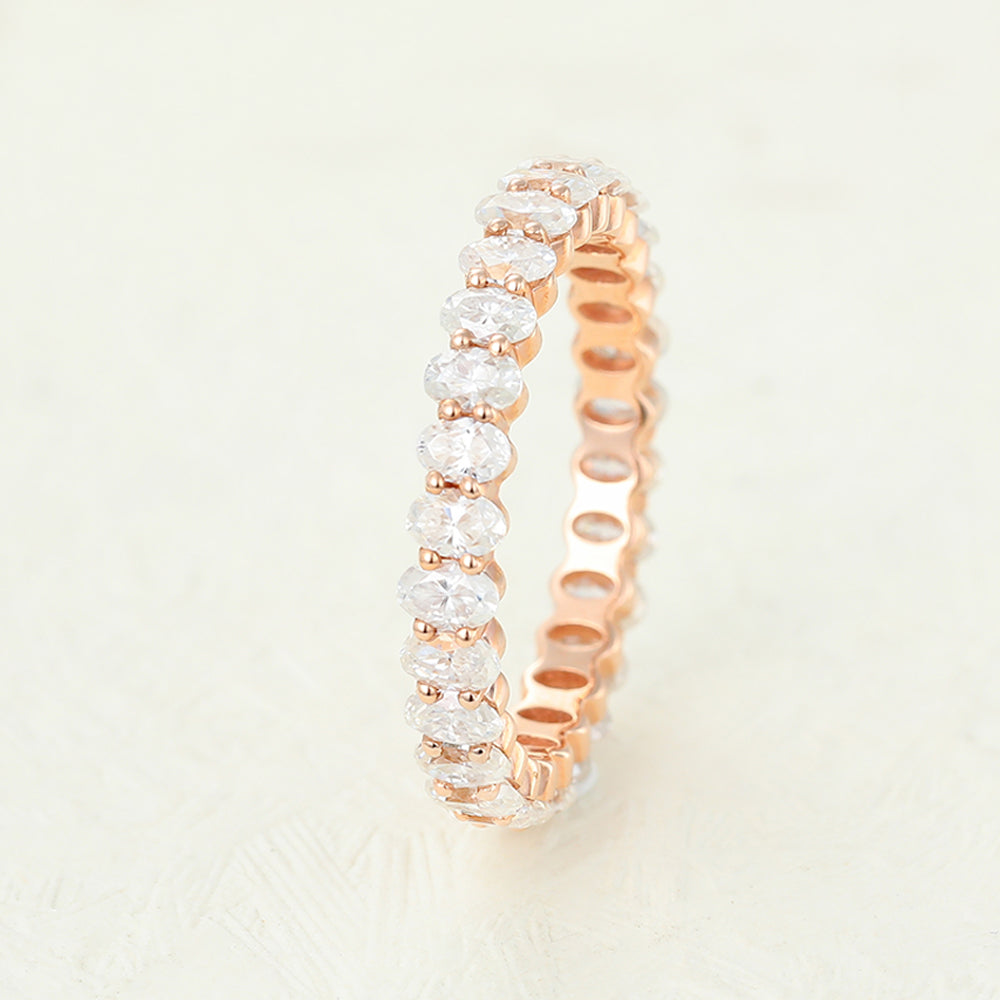 Lincoln-1.74 TCW Oval Moissanite Bezel Wedding Band