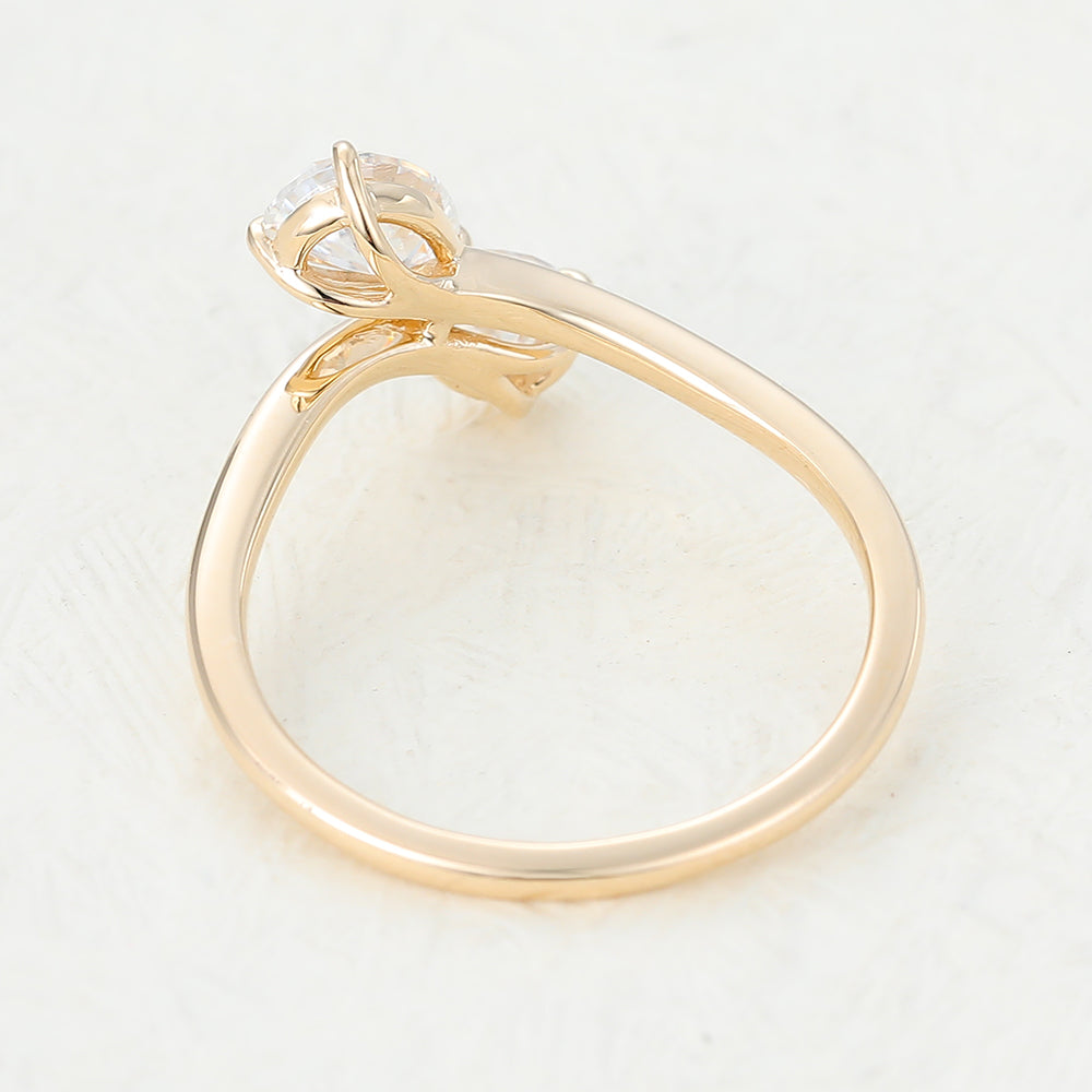 Leia-0.39 Carats Pear Moissanite Two Stone Style Engagement Ring