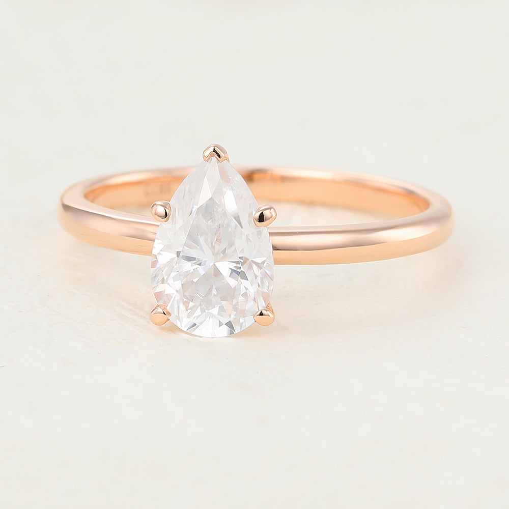 Karen-1.5 Carats Pear Moissanite Solitaire  Engagement Ring