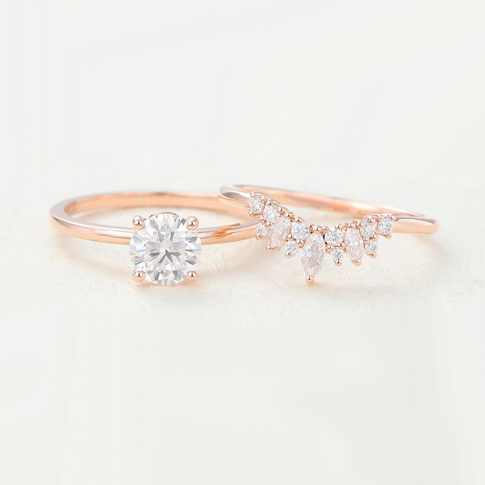 Jonah-0.68 Carats Round Moissanite Solitaire Bridal Ring Set