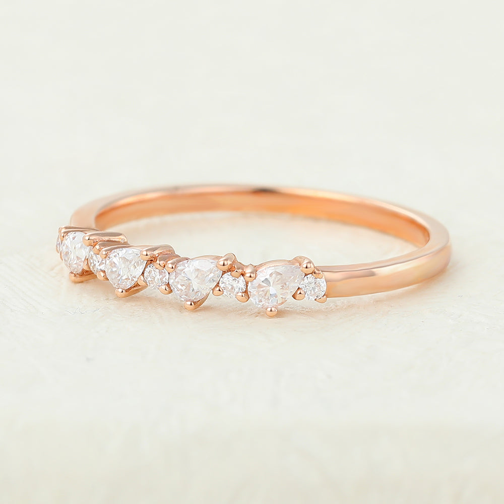 Isabelle-0.33 TCW Pear & Round Moissanite Bezel Wedding Band