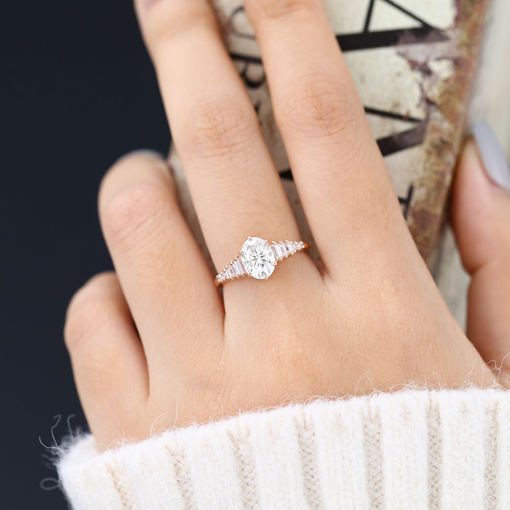 Alexia-1.33  Carats Oval Moissanite Pave Engagement Ring